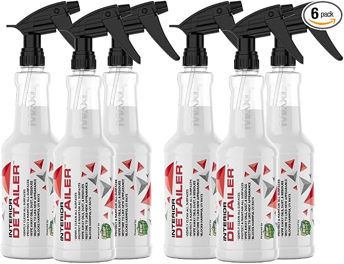 MAXL® Interior Car Cleaner Detailer Spray, NeverDust® Technology, 6 x 20 oz | Repels Dust, Wipes Oil, Residue with Matte Finish for Leather, Dash, Trim & Screens, Safe on All Surfaces