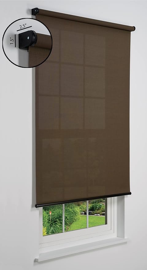Cordless 5% Solar Screen Standard Roller Shade, Coffee 26 1/2 W x 66 H (Arrives 1/4" Narrower)