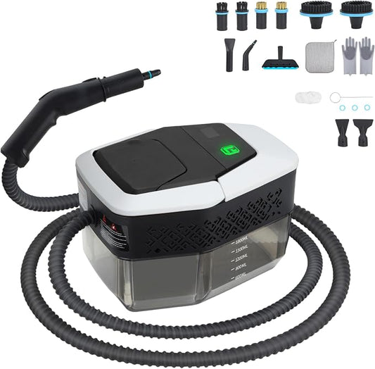 Steam Cleaner, 2500W Handheld Steam Cleaner for Home, 15s Fast Heat-Up, 6-Level Adjustable Portable Steam Cleaner for Upholstery, Grout, Floor, car (White)