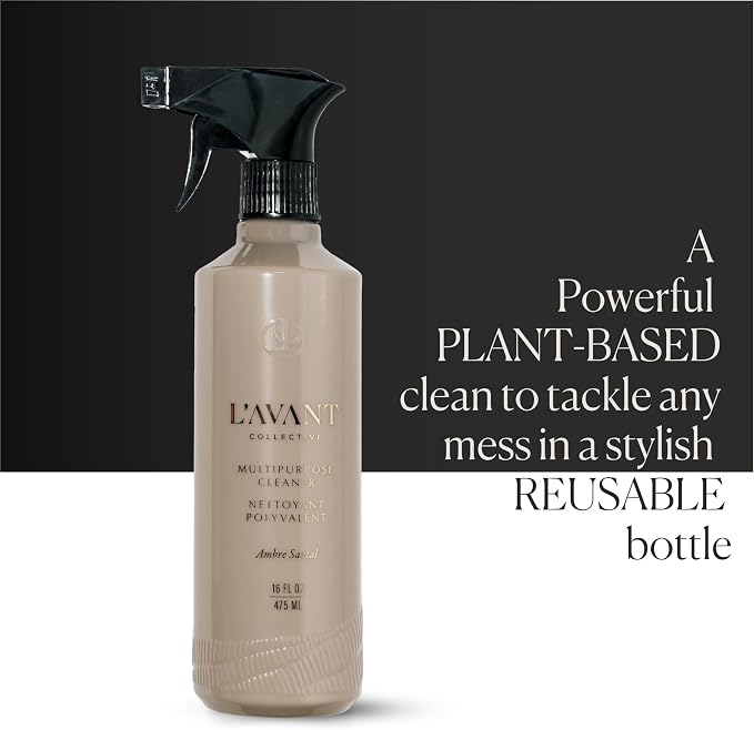 L'AVANT Collective Luxury Multipurpose Surface Cleaner | All Purpose Cleaning Spray, Plant-Based & Non-Toxic, EPA Safer Choice, Refillable recycled plastic bottle | 16 Fl Oz | Ambre Santal