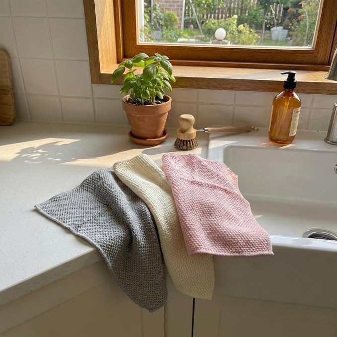 Solyra Non-Toxic Microfiber Kitchen Cleaning Cloths, 6 Pack, 12 x 12 in | OEKO-TEX Certified, Safe for Family & Pets, Lint-Free Kitchen Rags for Counters, Bath & Car