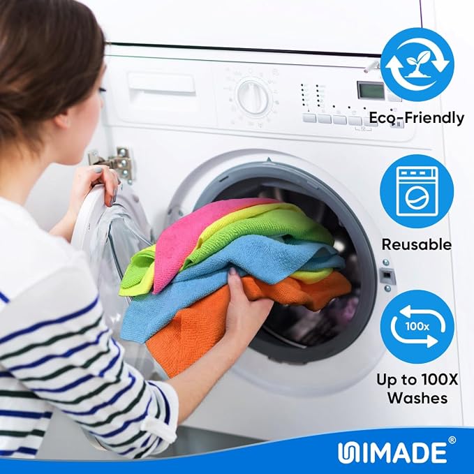 UNIMADE Microfiber Cleaning Cloth, 20 Pack Reusable Microfiber Towels for Cars Lint Free Cleaning Shop Towel Rags for Home Kitchen Automotive Bar Mechanic Restaurant Garage, 11.5"x 11.5", Multicolor