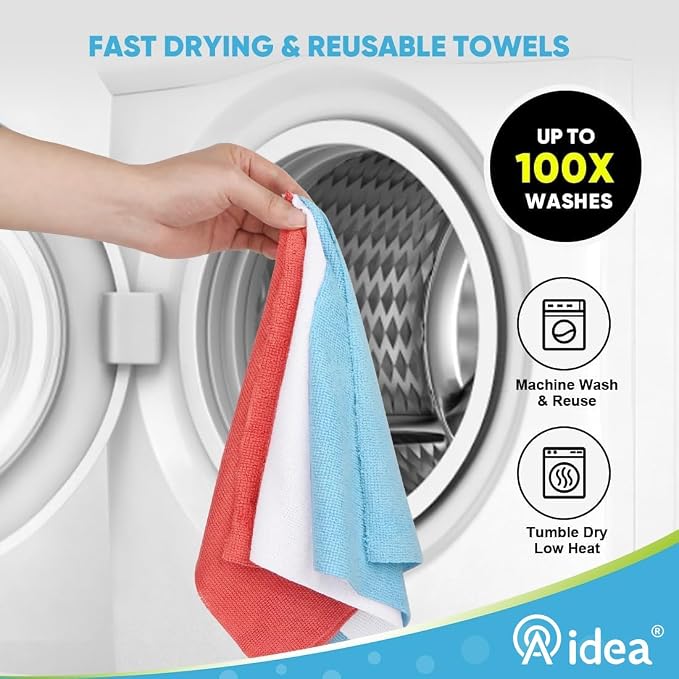 AIDEA Microfiber Cleaning Cloth 330 Sheets 6 Roll, Blue Shop Towels 11×9" | Reusable Paper Towels, Microfiber Towels for Cars, Blue Shop Rags Washable, Cleaning Rags for Automotive, Workshops, House