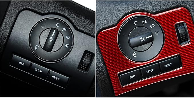 Real Carbon Fiber Trim for Ford Mustang Accessories | for 2009 2010 2011 2012 2013 2014 Headlight Switch Button Panel Interior Thick Overlay Decal