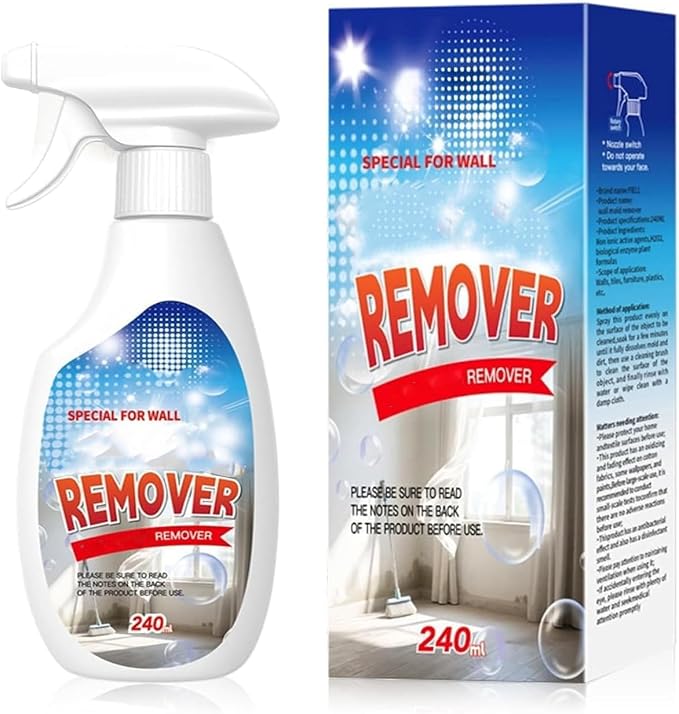 WALL REMOVER SPRAY, Wall Spray, Dust and Dirt Removal, 8.12 Fl oz, for Wood, Tile, Fabric, Bathrooms, Kitchens