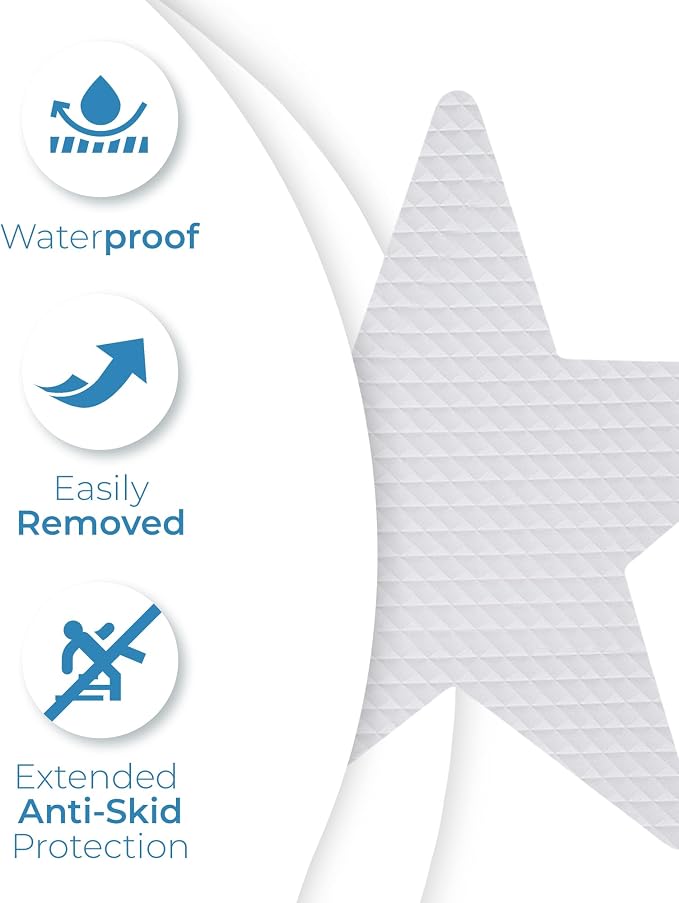 Anti Slip Shower Stickers 24 PCS, Invisible Non-Slip Shower Stars for Adults, Premium Adhesive Bath Tub Stickers (Clear)