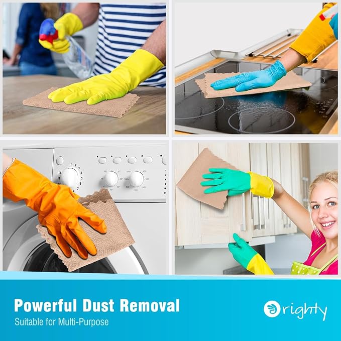 Orighty Microfiber Cleaning Cloth - 24 Pack, Brown Cleaning Rags 12x11 inch | Microfiber Towels for Cars, Highly Absorbent Household Cleaning Supplies, Reusable Lint Free Cloths for House, Kitchen