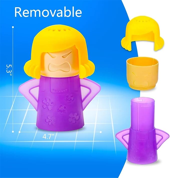 Angry Mama Microwave Oven Stem Cleaner 2 Pcs Mom Steam Cleaner Just Add Vinegar and Water Vapor Fog Steamer Cleaning Equipment Easily Cleans the Crud in Minutes for Kitchen or Office(Yellow&Purple)