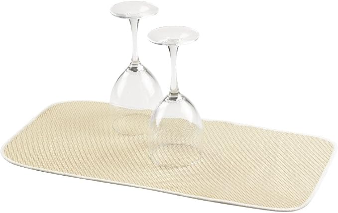 iDesign Fabric Mini Kitchen Countertop Dish Drying Mat, Wheat/Ivory | Absorbent