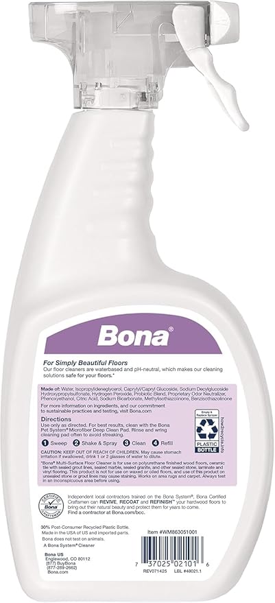 Bona Pet Spray Odor Eliminator - Cat Formulation - 32 fl oz