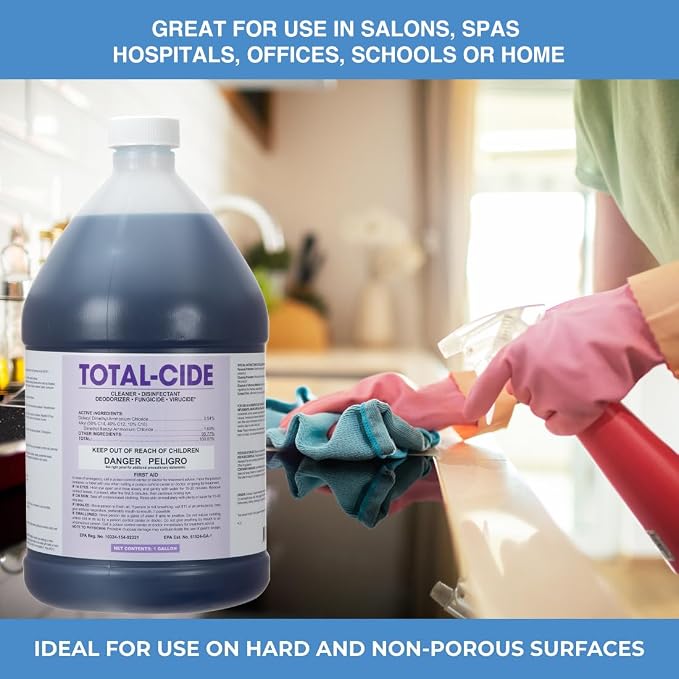 ForPro Total-Cide Disinfectant Solution, 2X Concentrated Formula, Hospital Grade Sanitizer & All Purpose Cleaner, 1 Gallon (128 Fl Oz)