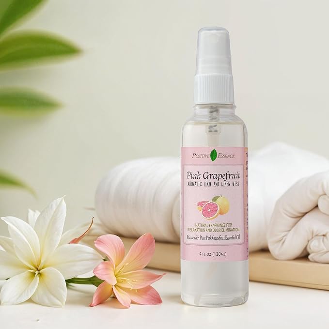 Pink Grapefruit Linen and Room Spray, Citrus Home Fragrance, 4 fl oz | Bright citrus aroma, juicy sweet and lightly tart notes, suitable for fabrics and bathrooms, small-batch made in Thailand