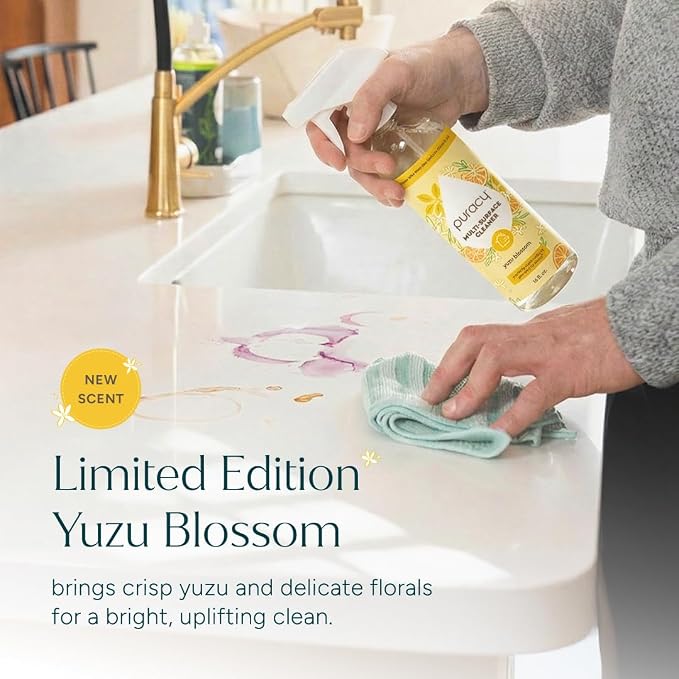 Puracy All Purpose Cleaner Spray – Plant-Powered Multi-Surface Cleaner - Surface Cleaner Solution As Seen on TikTok (Limited Edition Yuzu Blossom, 16 fl oz, 3 Pack)