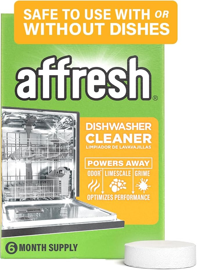 Affresh Dishwasher Cleaner, Helps Power Away Odor Causing Residues & Grime Inside Pump, Tub & Hoses, 6 Tablets, 6 Month Supply