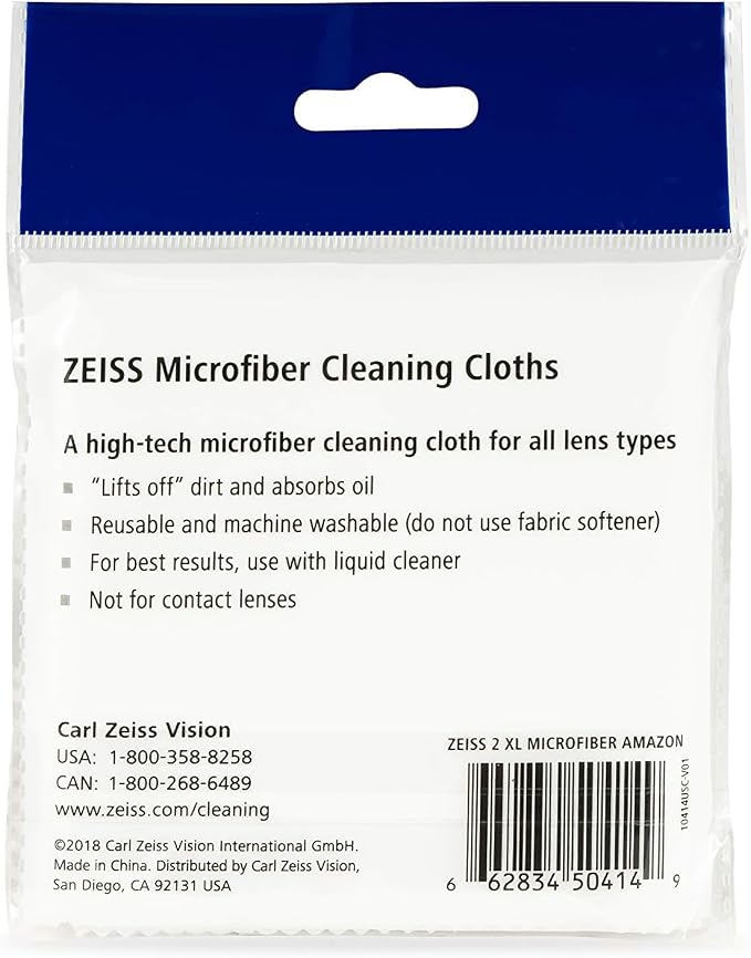 ZEISS MicroFiber Lens Cleaning Cloth (Pack of 2) JUMBO SIZE