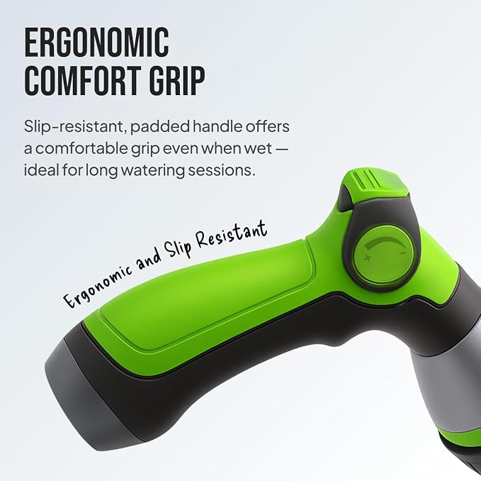 Garden Hose Nozzle – 8-Pattern Hose Sprayer with Thumb Control – Watering Tool for Garden, Car Wash, Lawn Care & Pet Shower