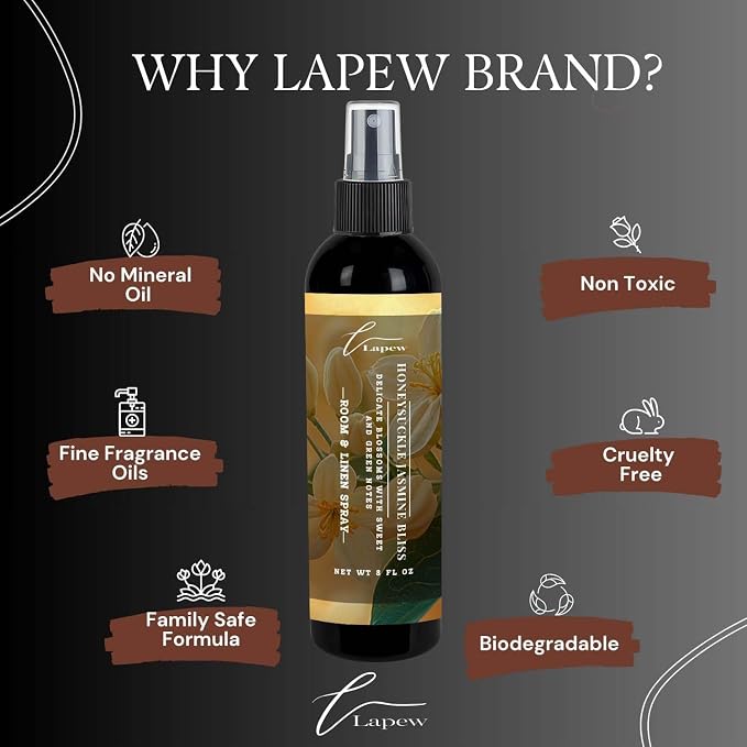 Lapew Room & Linen Spray | Fragrance Mist for Home, Car & Office | Fabric & Air Freshener | Neutralizing Mist | Made in USA | Honeysuckle Jasmine Bliss
