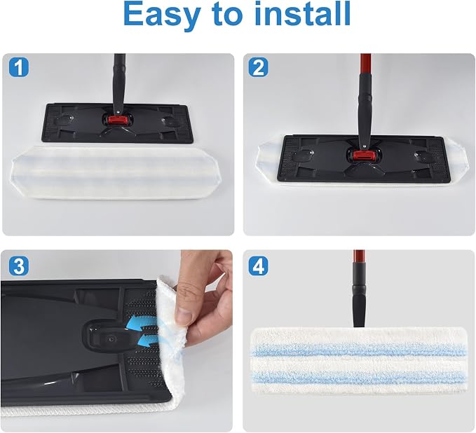 Mop Pads Replacements Compatible with O Cedar H2prO Flat Mop System Microfiber Mop Replacement Heads for O-Cedar/Vileda H2prO Flat Floor Mop, Washable & Reusable Pad Refills for Deep Cleaning, 4 Pack