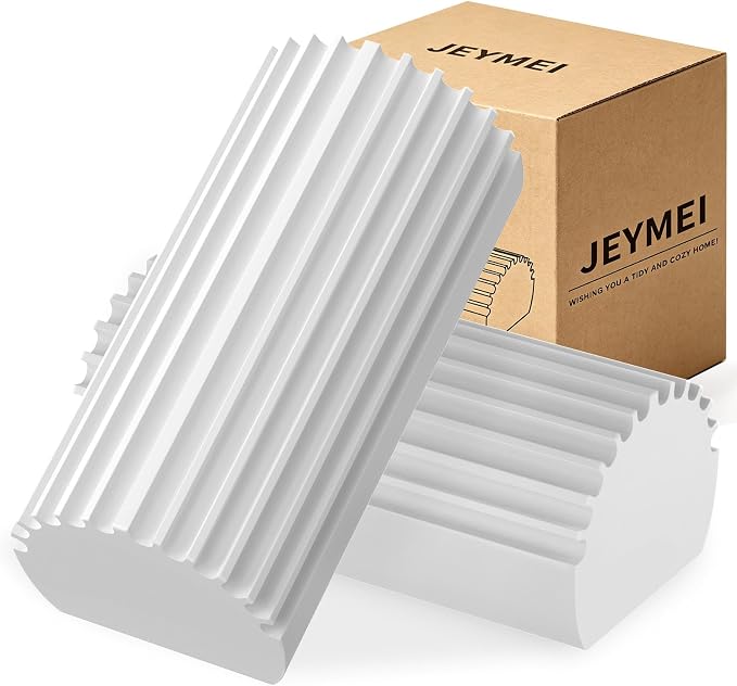 Jeymei Damp Clean Duster Sponge,2Pcs Grey Dust Sponge for Cleaning | Damp Dusting Sponge with Ridges,Baseboard Cleaning Tool,Reusable Wet Duster Sponge,Household Cleaning Sponges for Blinds