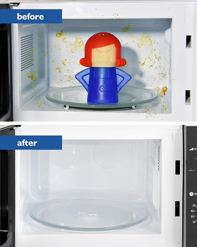Angry Mama Microwave Cleaner - Microwave Steam Cleaner for Inside, Steam Disinfects with Vinegar/Water(Blue)