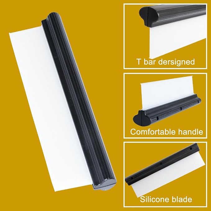 Car Squeegee,12 inch Silicone Squeegee, 2 Pack Automotive Water Wiper for Car Drying,Flexible T-Bar Water Blade for Car,Windshield,Glass,Window,Mirror,Bathroom,Auto Squeegee (Yellow+Black) | Flexible Auto T-Bar Water Blade for Windshield,Glass, Window,...