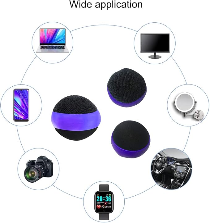 3 Pack Dual Action Touch Screen Glass Cleaner Cleaning Ball for iPad/Tablet/Smart Phone/Laptop/Computer/TV/Monitor Purple