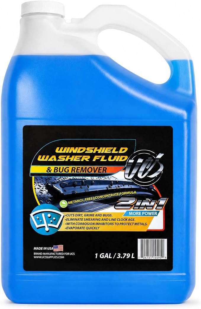 UCS Windshield Washer Fluid 2-in-1 Bug Remover – Ready to Use Formula – Streak-Free Cleaning – Removes Dirt & Road Grime – 1 Gallon (128 fl oz) Methanol-Free