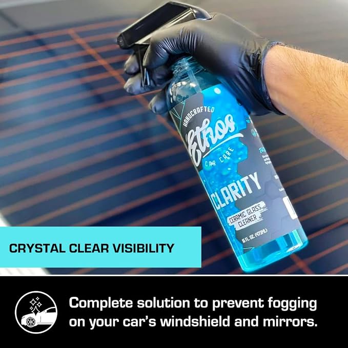 Ethos Clarity V2 – Ceramic Glass Cleaner & Windshield Water Repellent | Streak-Free Auto Glass Cleaner for Car Windows, Mirrors & Tinted Glass | Hydrophobic Protection