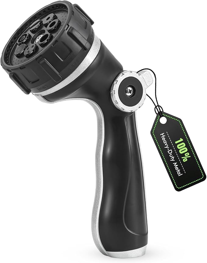 RESTMO Hose Nozzle Heavy Duty, Hose Spray Nozzle Thumb Control for Outdoor | 7 Adjustable Spray Patterns, Leak Proof Hose Nozzle with Flow Control, Ideal for Plants & Lawns, Cars & Pets