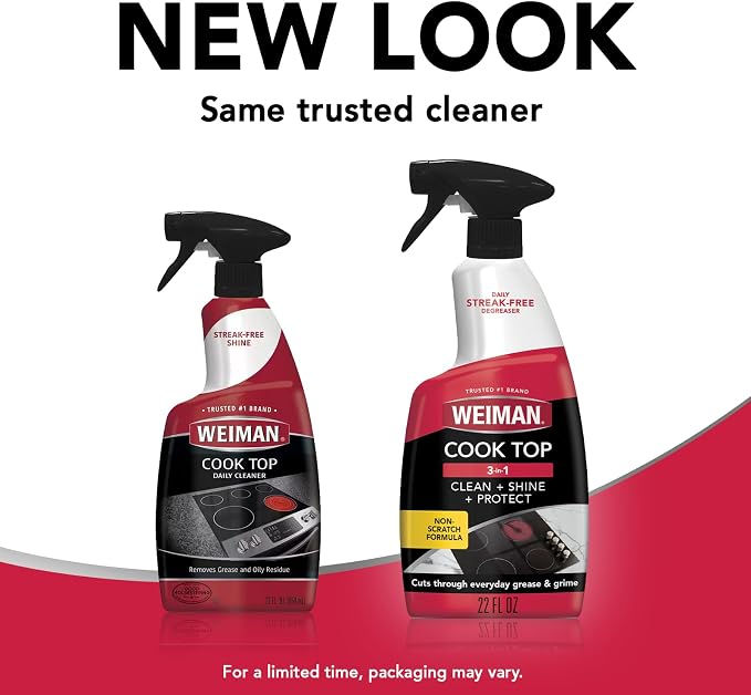 Weiman 2-Pack Cooktop Cleaning Spray & Microfiber Cloth – Cooktop & Oven Cleaner for Streak & Residue Free - Non-Abrasive Degreaser Safe for Glass & Ceramic