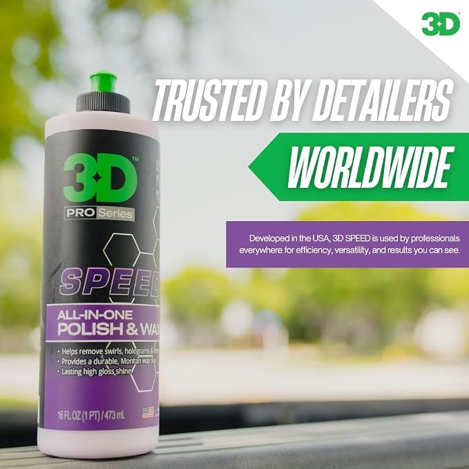 3D Speed All-In-One Polish & Wax – Scratch & Swirl Remover, Clear Coat Safe Paint Sealant – High Gloss Finish, Easy Application – 32oz – Made in USA