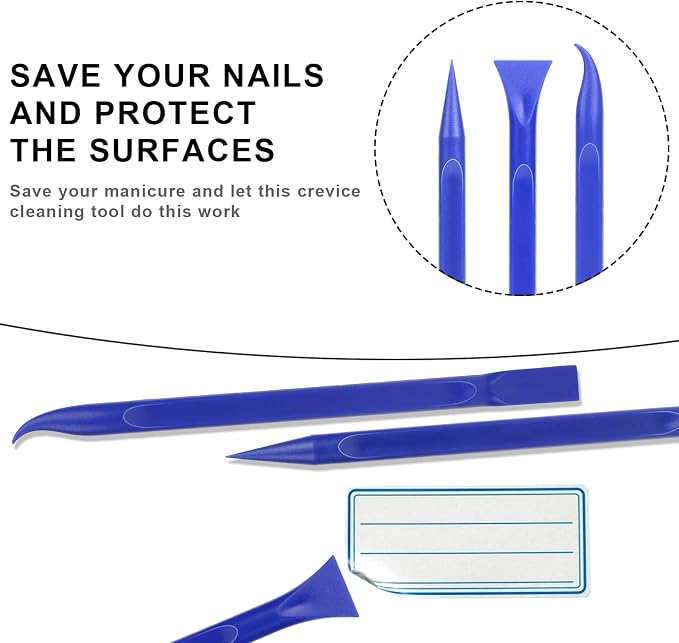 Car Crevice Cleaning Tool, 9 Pieces No-Scratch Plastic Scraper Tool for Tight Spaces, Multi-Use Small Paint Scraper Tool Sticker Remover for Kitchen, Crevices, Food, Paint, Labels, Oil Stains, Dirt
