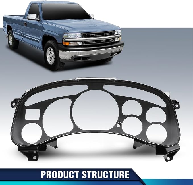 PIT66 Instrument Cluster Lens Fit Chevy Silverado 1500 GMC Sierra 1999-2002 | Instrument Cluster Lens Black Compatible with Chevy Tahoe Silverado 1500 GMC Yukon Sierra 1999-2002