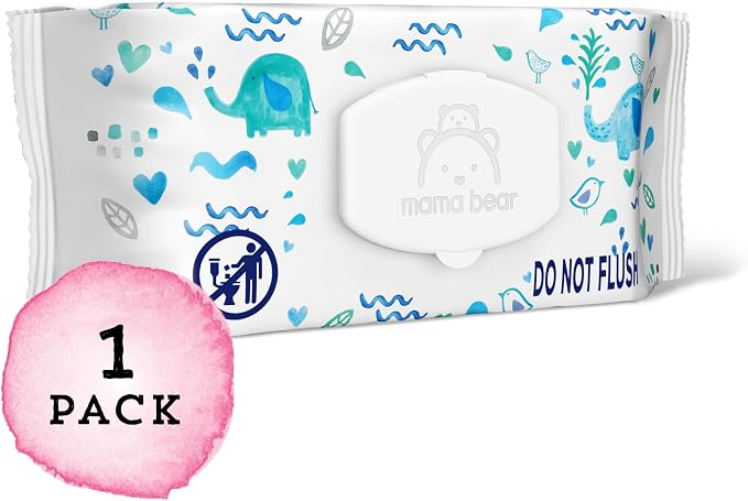 Amazon Brand - Mama Bear 99% Water Baby Wipes, Hypoallergenic,formulated without Fragrance, 72 Count