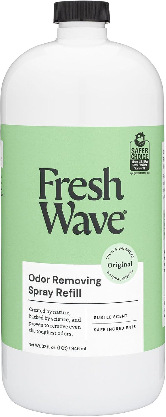 Fresh Wave Odor Eliminator Spray Refill, Room & Fabric, 32 oz, Original | Refills Fresh Wave spray bottles, Plant oil formula, No phthalates or parabens, Fabric and room deodorizer