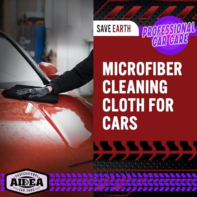 AIDEA Microfiber Cleaning Cloth-10PK, Black Microfiber Towels,12×12" | Microfiber Towels for Cars, Wash Cloths, Lint Free Cleaning Rags for SUVs, House, Kitchen, Window, Car Cleaning Wipes