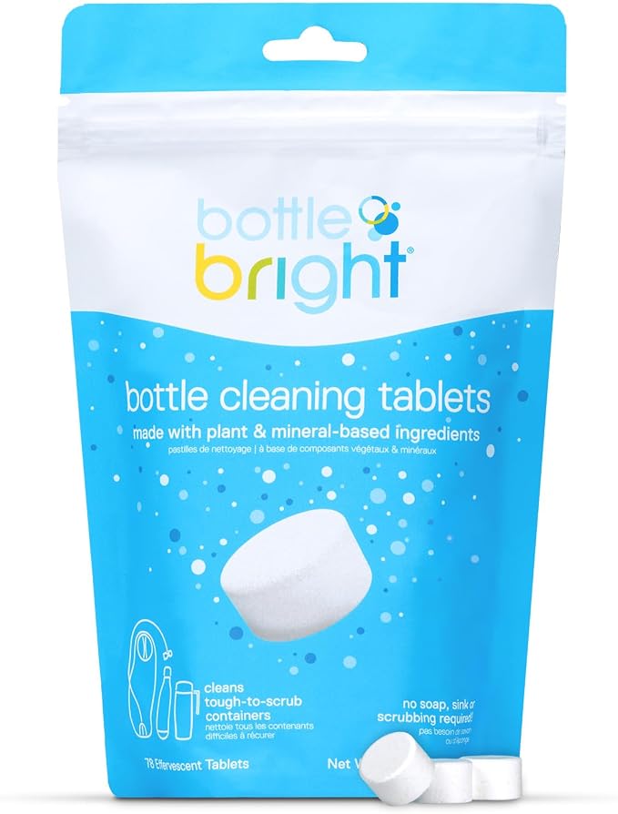 Bottle Bright Cleaning Tablets 12, 36, 78 Count – Water Bottle Cleaner for Stainless Steel, Tumblers, Thermos | Removes Coffee Tea Stains, Eliminates Odors, Easy and Safe Cleaning