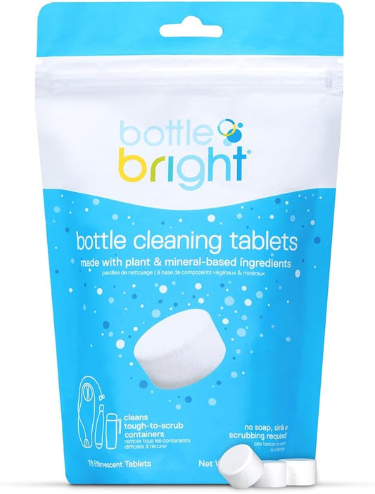 Bottle Bright Cleaning Tablets 12, 36, 78 Count – Water Bottle Cleaner for Stainless Steel, Tumblers, Thermos | Removes Coffee Tea Stains, Eliminates Odors, Easy and Safe Cleaning