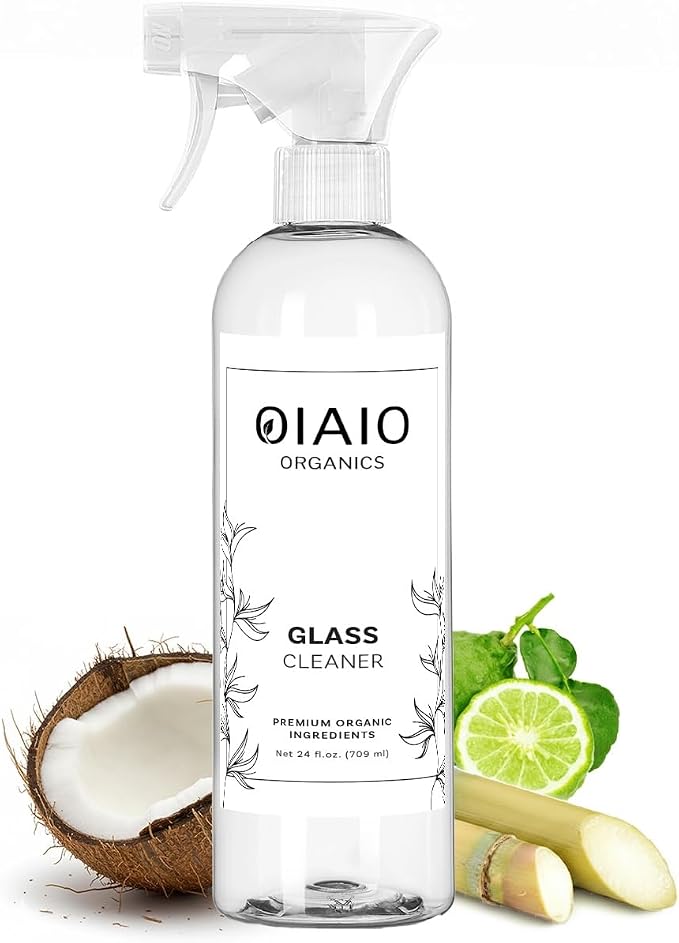 Non-Toxic Glass Cleaner - Natural Organic Ingredients that Truly Perform - 24oz - Light Coconut & Bergamot Scent