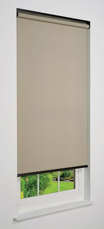 Customizable Cordless Light Filtering Sierra Collection Roller Shade, Taupe 24" to 29" W X 66" H (Arrives 1/4" Narrower)