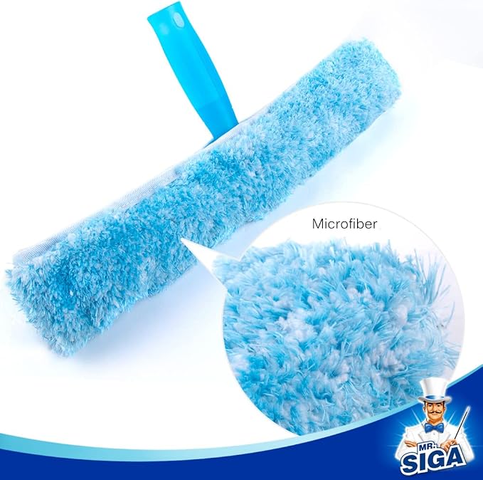 MR.SIGA Professional Window Squeegee & Microfiber Window Scrubber, 14 inch | 2 in 1 squeegee window cleaner tool