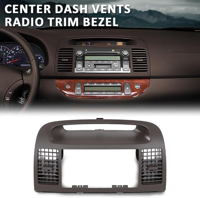 G-PLUS Center Dash Trim Radio Bezel w/Ac Air Vents Compatible with Toyota Camry 2002-2006 Dashboard Radio Panel (Brown ABS Plastic)