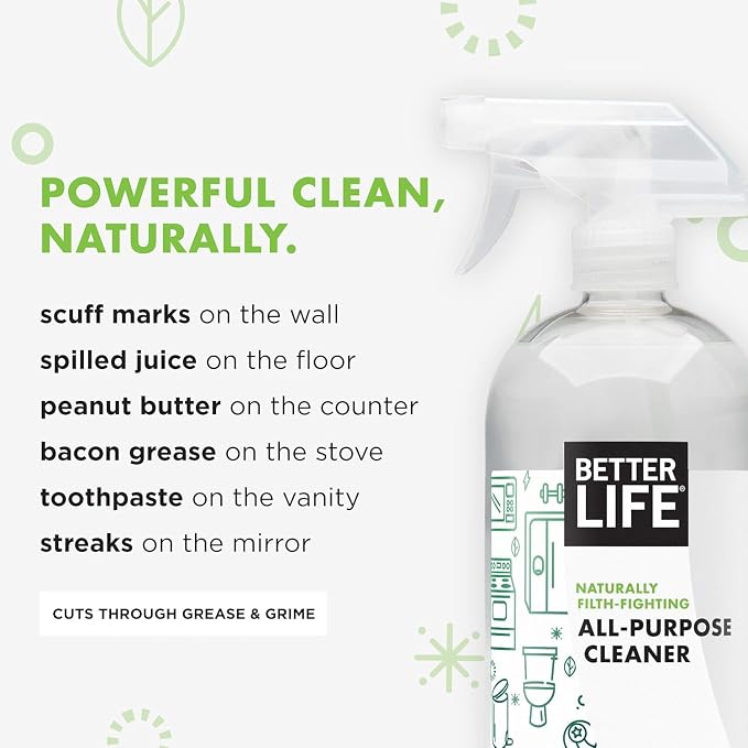 Better Life All Purpose Cleaner - Multipurpose Home and Kitchen Cleaning Spray for Glass, Countertops, Appliances, Upholstery & More - Multi-surface Spray Cleaner - 32oz Unscented