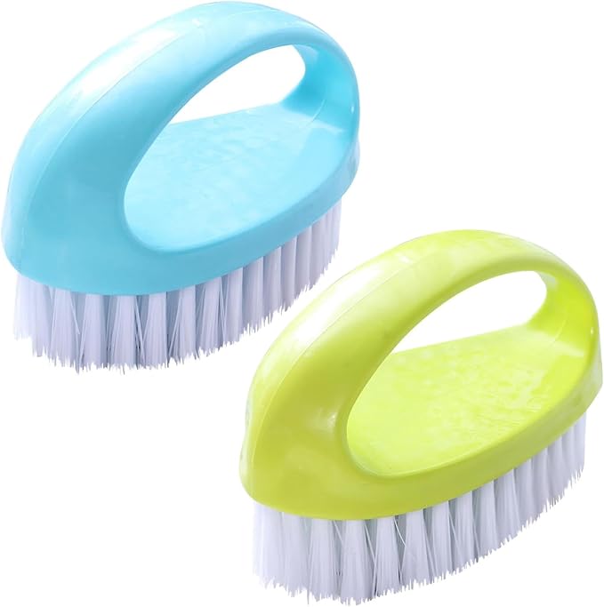 Scrubbing Brushes for Cleaning Small Scrub Brush with Nylon Stiff Bristles | 2 Pack Heavy-Duty Scrubber Cleaner Brush Multi-Purpose Cleaning Brush for Bathroom,Showe,Sink,Kitchen,Bathtub,Floor -Compact