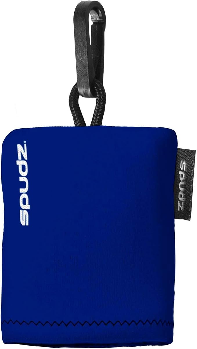SPUDZ Classic Microfiber Lens Cleaner – Clip-On Pouch, Washable – for Binoculars, Scopes, Glasses, Screens | Classic | Navy Blue, 10 x 10 Inch