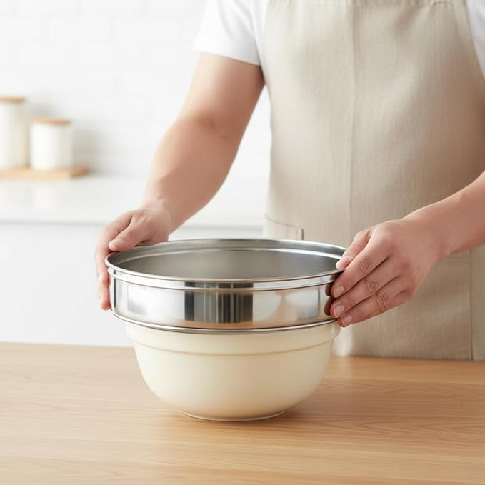 Flour Sieve Stainless Steel Mesh Sifter Round Strainer Colander Fine Filtering Achieves Smooth Mixtures Suitable for cake making pastry prep icing sugar everyday, 30cm