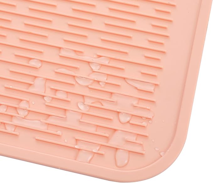 MicoYang Silicone Dish Drying Mat for Multiple Usage,Easy clean,Eco-friendly,Heat-resistant Silicone Mat for Kitchen Counter or Sink,Refrigerator or Drawer Liner Pink XL 18 inches x 16 inches