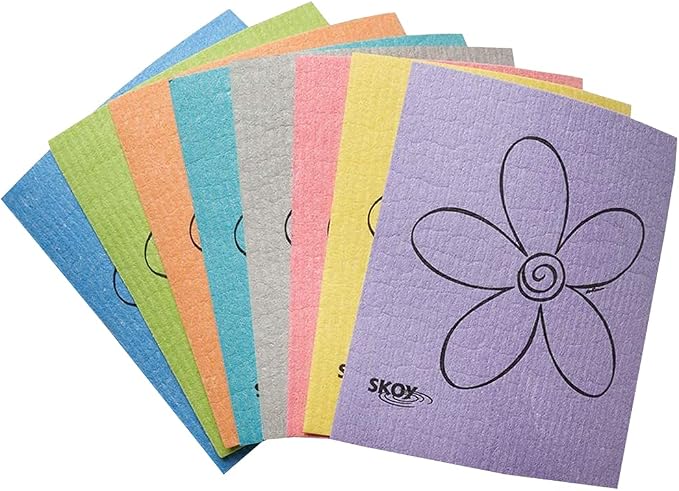 Skoy Swedish Dishcloths, 8 Pack Wholesale, Kitchen Sink Sponge, Dish Cloths for Washing Dishes, Multipurpose Cleaner, Assorted