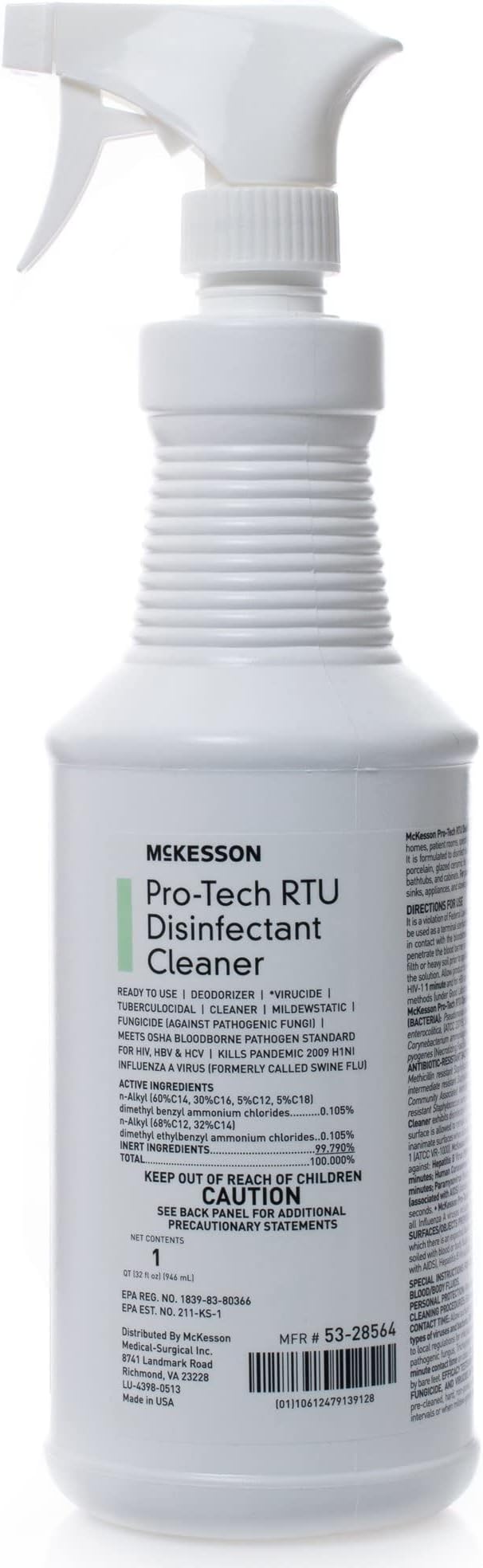 McKesson Pro-Tech Surface Disinfectant Cleaner, Ready to Use - Floral Scent, Trigger Spray Bottle, 32 oz, 1 Count, 1 Pack