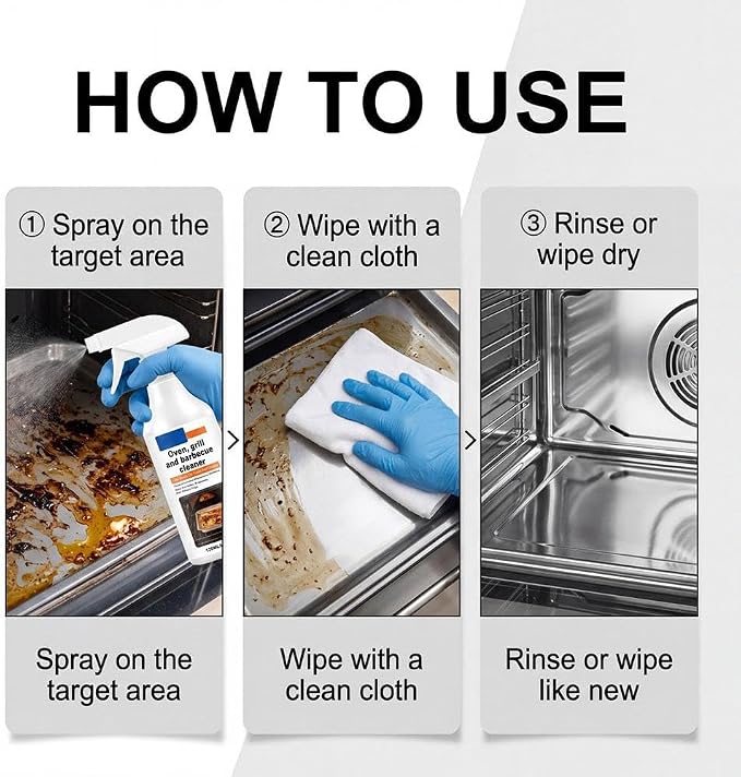 Oven Cleaner Spray,Heavy Duty Oven Rack & Grill Cleaner,All Purpose Kitchens Heavy Oil Cleaning Agent for Kitchen Appliances,BBQ Grill Cleaners for Microwave, Air fryer, Ovens, Grills